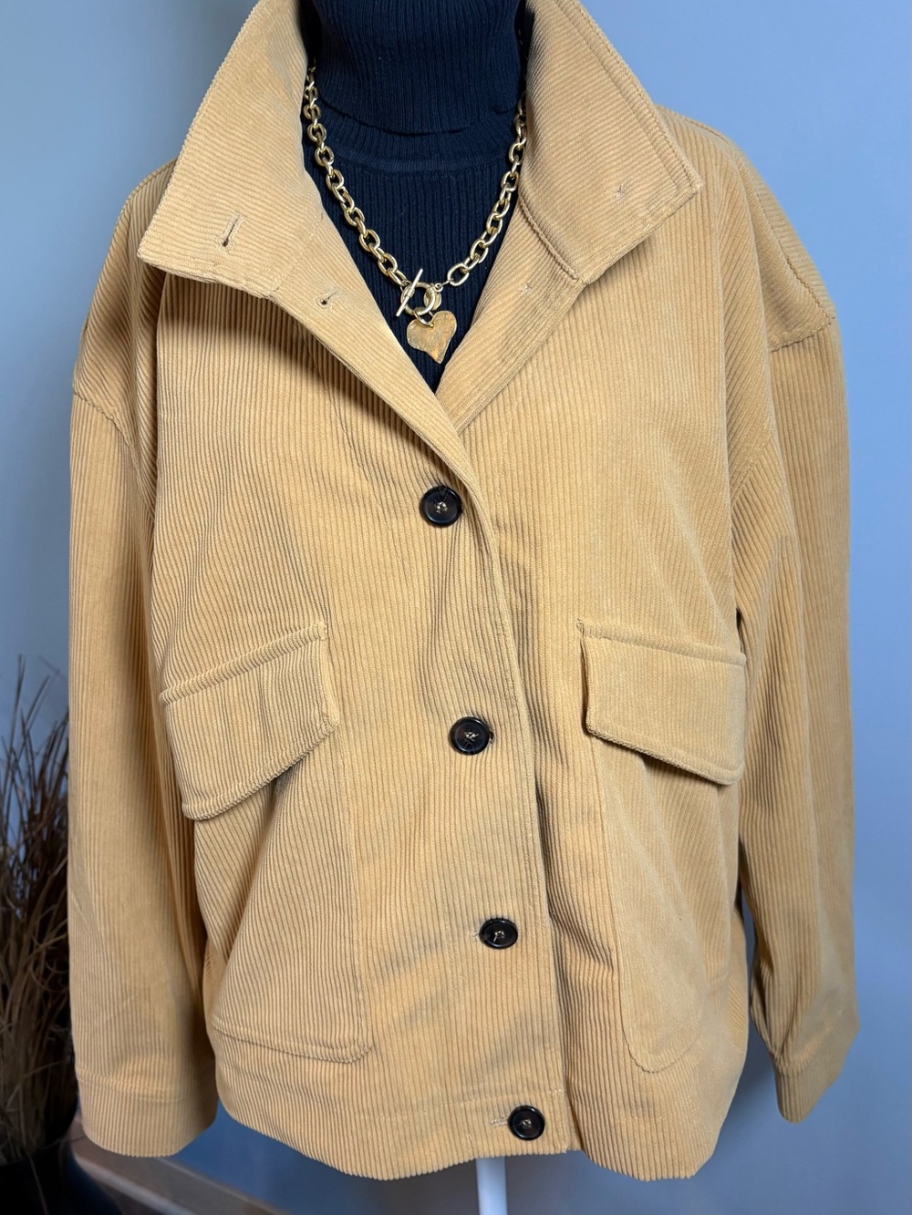 Avec Les Filles XL Camel Corduroy Oversized Utility Jacket